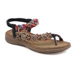 Gikleihwy Bohemian Flip Flop Elmas Boncuklu Açık Parmak Siyah Kadın Düz Sandalet