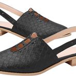 Gikleihwy Boho Loafer Siyah Sırtı Açık Tokalı Baskılı Düşük Topuklu Kadın Terlik