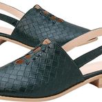 Gikleihwy Boho Loafer Yeşil Sırtı Açık Tokalı Baskılı Düşük Topuklu Kadın Terlik
