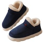 Gikleihwy Kadın bulanık platform terlik suni kürk Mini çizmeler peluş polar astar slaytlar kış sıcak kayma kaymaz ev ayakkabı günlük yürüyüş için, lacivert mavi, 8 UK