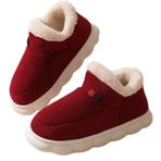 Gikleihwy Kadınlar için tüylü platform terlik, suni kürk, mini çizme, pelüş, polar astar, terlik, kış, sıcak kaymaz, günlük yürüyüş için ev ayakkabısı (Burgundy, 40 EU)