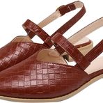 Gikleihwy Mules Slip Ayarlanabilir Toka Sivri Burunlu Kahverengi Kadın Sandalet