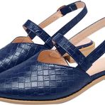 Gikleihwy Mules Slip Ayarlanabilir Toka Sivri Burunlu Mavi Kadın Sandalet