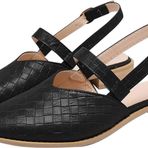 Gikleihwy Mules Slip Ayarlanabilir Toka Sivri Burunlu Siyah Kadın Sandalet