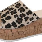 Gikleihwy Ortez Leopar Altın Platform Yüksek Topuk Balık Ağızlı Kadın Terlik