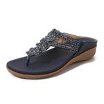 Gikleihwy Rhinestone Bohemia Flip Flop Klip Ayak Boncuklu Rahat Elastik Azul Kadın Terlik