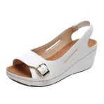 Gikleihwy Slingback Beyaz Kama Balık Ağızlı Açık Burunlu Rahat Kadın Sandalet