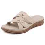 Gikleihwy Slingback Kama Düşük Topuklu Bej Kadın Sandalet