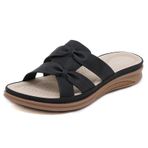 Gikleihwy Slingback Kama Düşük Topuklu Siyah Kadın Sandalet