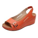 Gikleihwy Slingback Turuncu Kama Balık Ağızlı Açık Burunlu Rahat Kadın Sandalet