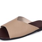 Gikleihwy Slip-On PU Gladyatör Kahverengi Düz Kadın Terlik
