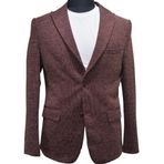 Gılapa Desenli Slimfit Erkek Tek Ceket (Bordo, 48)