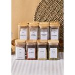 Gildo 12'li Bambu Kapak Borosilikat Cam Baharatlık 250ml 10x6cm+30etiket 16530 Şeffaf