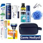 Gillette 🧳 Damat Bohçası Nişan Bohçası Erkek Bakım Seti – 11 Parça | Taşıma Çantalı Hediyelik Kişisel Bakım Seti