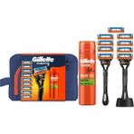Gillette Fusion 2 Tıraş Makinesi Seti: 9 Yedek Bıçak, 200 ml Jel, Şık Stand ve Taşıma Çantası