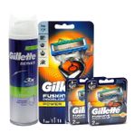 Gillette Fusion Flexball Power 1 Up+4 yedek+250ml Sensitive Köpük