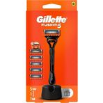 Gillette Fusion5 Tıraş Makinesi ve Yedek Bıçağı 5'li + Tıraş Bıçağı Standı