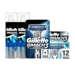 Gillette Mach 3 Turbo Makine + Mach3 2'li Tıraş Jeli + 12'li Yedek Tıraş Bıçağı Seti