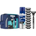 Gillette Mach3 Charcoal Makine ve 10 Tıraş Bıçağı Yedek - Charcoal Series Jel 200 ml - Çanta