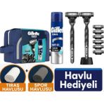 Gillette Mach3 Charcoal Tıraş Seti 2 Makine + 8 Yedek Bıçak + 200 ml Jel + Havlu Hediye