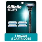 Gillette Mach3 Erkek Tıraş Bıçağı Kolu + 5 Bıçak Yedekleri