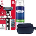 Gillette Mach3 Milli Takım Özel Paketi Makine + 5 Adet Tıraş Bıçağı + 200 ML Köpük + Çanta Hediye