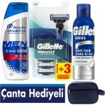 Gillette Mach3 Sport 1 Makine+ 3 Yedek Tıraş Bıçağı - 200 ml Köpük - 300 ml Şampuan – Çanta