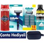 Gillette Mach3 Sport Tıraş Makinesi + Mach3 Sport 18 Adet Yedek Tıraş Bıçağı + Gillette 300 ml Köpük +Old Spice 400 ml Şampuan +Seyahat Çantası