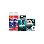 Gillette Mach3 Tıraş Makinesi + Yedek Tıraş Bıçağı 8li + 2li Tıraş Köpüğü Hassas 250ML X 2