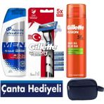 Gillette Mach3 Turbo 3D Makine + 5 Adet Yedek Tıraş Bıçağı + 200 ml Fusion Jel + Çanta+ 300 ml Şampuan