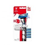 Gillette Mach3 Turbo Tıraş Makinesi + 5 Yedek Bıçak Hediyeli Tıraş Bıçağı Milli Takım