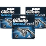 Gillette Sensor Excel 5'Li Yedek Tıraş Bıçağı 3 Paket 15 Adet Hassas Cilt Dostu Kullanım