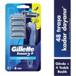 Gillette Sensor3+ Comfort 4'lü Yedek Bıçağı Başlıklı Tıraş Makinesi