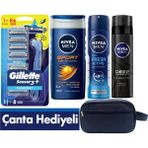 Gillette Sensor3 Plus Comfort Tıraş Makinesi + 8 Yedek Tıraş Bıçağı+Duş Jeli +Deodorant +200 ml Jel +Çanta