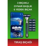 Gillette - Sensor3 Tıraş Bıçağı - 3 Bıçaklı - Kayganlaştırıcı Bant ve Oynar Başlık - 1 Adet + 6 Yedek Bıçak
