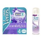 Gillette Venus Breeze Kadın Tıraş Bıçağı 4'lü Yedek + 200 ml Satin Care Jeli Hassas Cilt Dostu