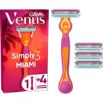 Gillette Venus Gillette Simply Venus 3 Tıraş Makinesi + 3 Yedek Tıraş Bıçağı Kadınlar İçin Kayganlaştırıcı Şeritli