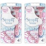 Gillette Venus Kadın Simply 3 Bıçak 4'lü Yedek x 2 Adet Hassas Cilt İçin Ergonomik Tasarım