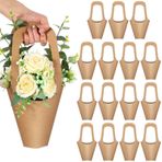 Gilprop 15 Paket Kraft Kağıt Çiçekler Saplı Hediye Çantaları, Düğün, Sevgililer Günü Dekorasyonu, Çiçekçi Dükkanı için 13.8'' Çiçek Buket Tutacağı