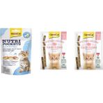 GimCat 60 gr Mix Junior Nutripockets Kedi Ödül+ 2 Tane 3x3 gr Gimcat Sticks Kitten Hindili Ödül Çubukları