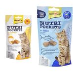 GimCat Nutripockets Peynir Taurin 60 gr Kedi Ödül Maması + Tableti Np Ton Balıklı 60 gr Kedi Ödül Maması