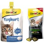 Gimcat Yoghurt Kalsiyum 150 gr + Gimcat Nutri Pockets Kedi Otlu Kedi Ödülü 60 gr