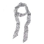 GIMIRO Bayan saten kemer 5 cm x 195 cm bant imitasyon ipek uzun şal elbise bel şapka aksesuarı, Beyaz/Siyah Leopar, 5cm*195cm