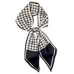 GIMIRO Saten ipek şal 148 x 13,5 cm kravat çift katmanlı bel blazer, manto, elbise için, 73# + Siyah Beyaz, 148cm x 13,5cm