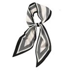 GIMIRO Saten ipek şal 148 x 13,5 cm kravat çift katmanlı bel blazer, manto, elbise için, Beyaz - Siyah Puantiyeli, 148cm x 13,5cm