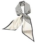 GIMIRO Saten ipek şal 148 x 13,5 cm kravat çift katmanlı bel blazer, manto, elbise için, Beyaz/Siyah Çizgili, 148cm x 13,5cm