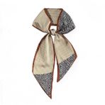 GIMIRO Saten ipek şal 148 x 13,5 cm kravat çift katmanlı bel blazer, manto, elbise için, Kahverengi - Siyah - Beyaz Köpek Ayaklığı Chevron, 148cm x 13,5cm