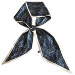 GIMIRO Saten ipek şal 148 x 13,5 cm kravat çift katmanlı bel blazer, manto, elbise için, Siyah Beyaz Çiçek, 148cm x 13,5cm
