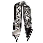 GIMIRO Saten ipek şal 148 x 13,5 cm kravat çift katmanlı bel blazer, manto, elbise için, Siyah - Beyaz Zebra Harf, 148cm x 13,5cm