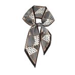 GIMIRO Saten ipek şal 148 x 13,5 cm kravat çift katmanlı bel blazer, manto, elbise için, Siyah Çizgili Noktalar, 148cm x 13,5cm